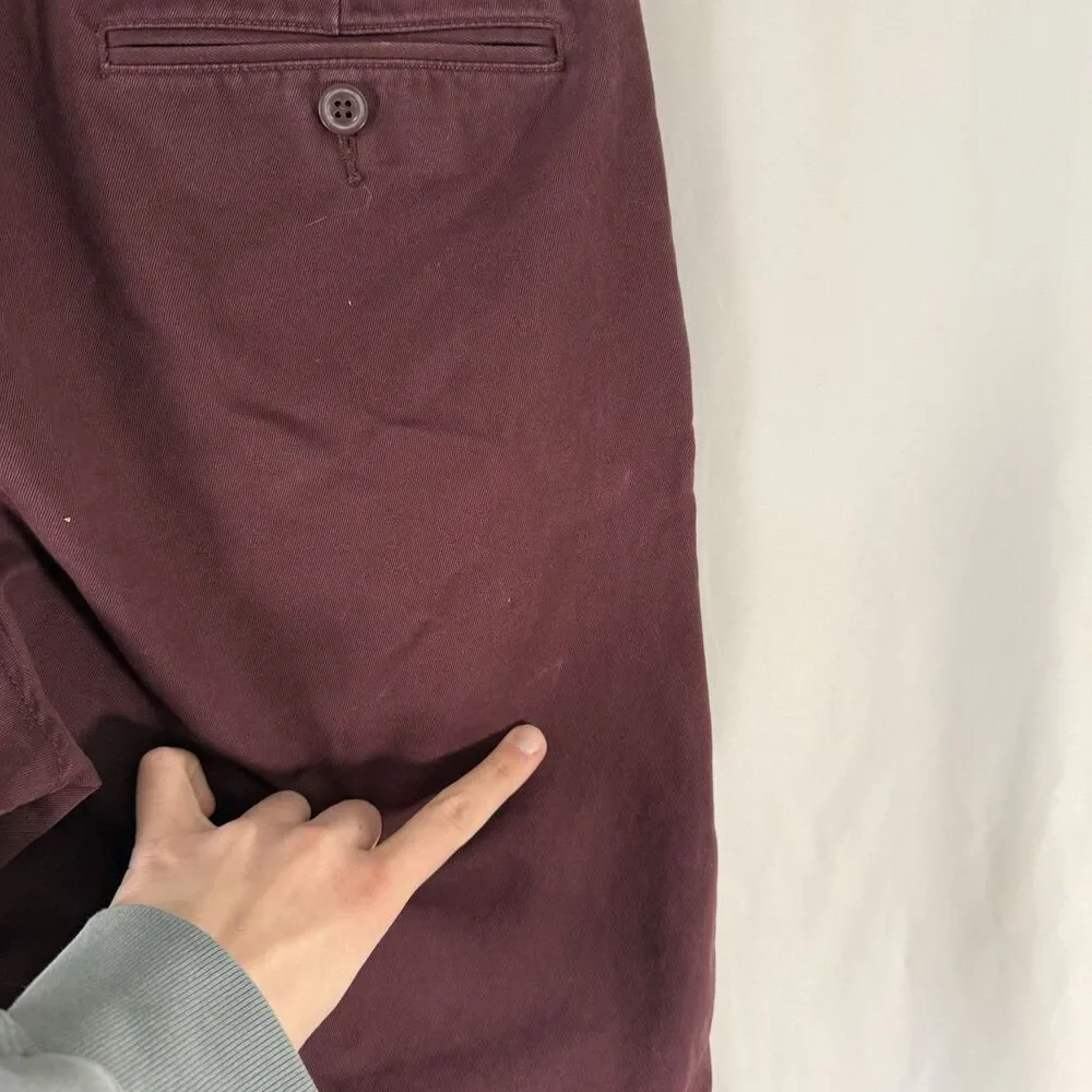 J. Crew Broken In Urban Slim Chino Pants Men's 31x30 Burgundy Flat Front